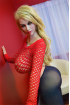 Hot TPE Sex doll with oversized breasts and red coat