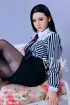 158cm D Cup Black Silk Uniform Premium Silicone Doll Japanese Beauty