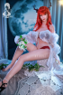 160CM G Cup red wig silicone sex doll Zenobia